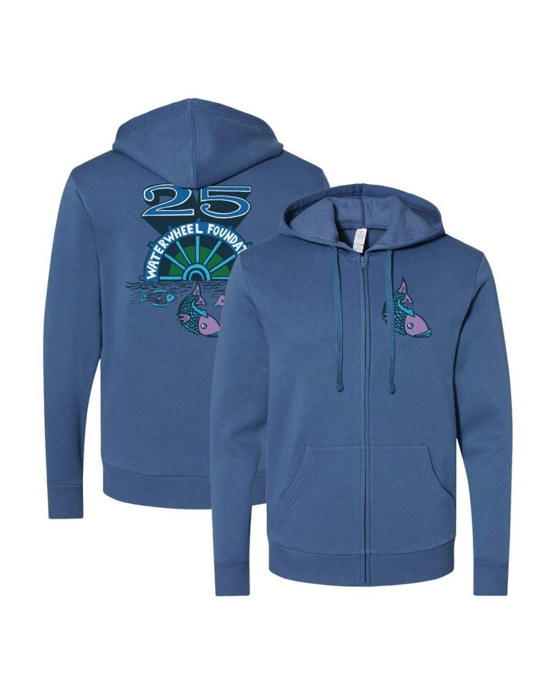 Phish WaterWheel 25 Zip Up Recycled Hoodie on Royal Vintage Blue $24.05 Sweatshirts