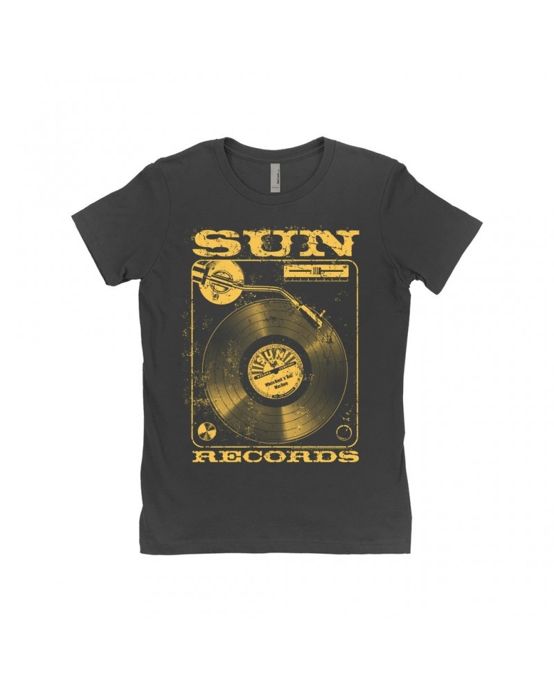 Sun Records Ladies' Boyfriend T-Shirt | On The Turntable Distressed Shirt $10.98 Shirts