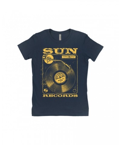 Sun Records Ladies' Boyfriend T-Shirt | On The Turntable Distressed Shirt $10.98 Shirts