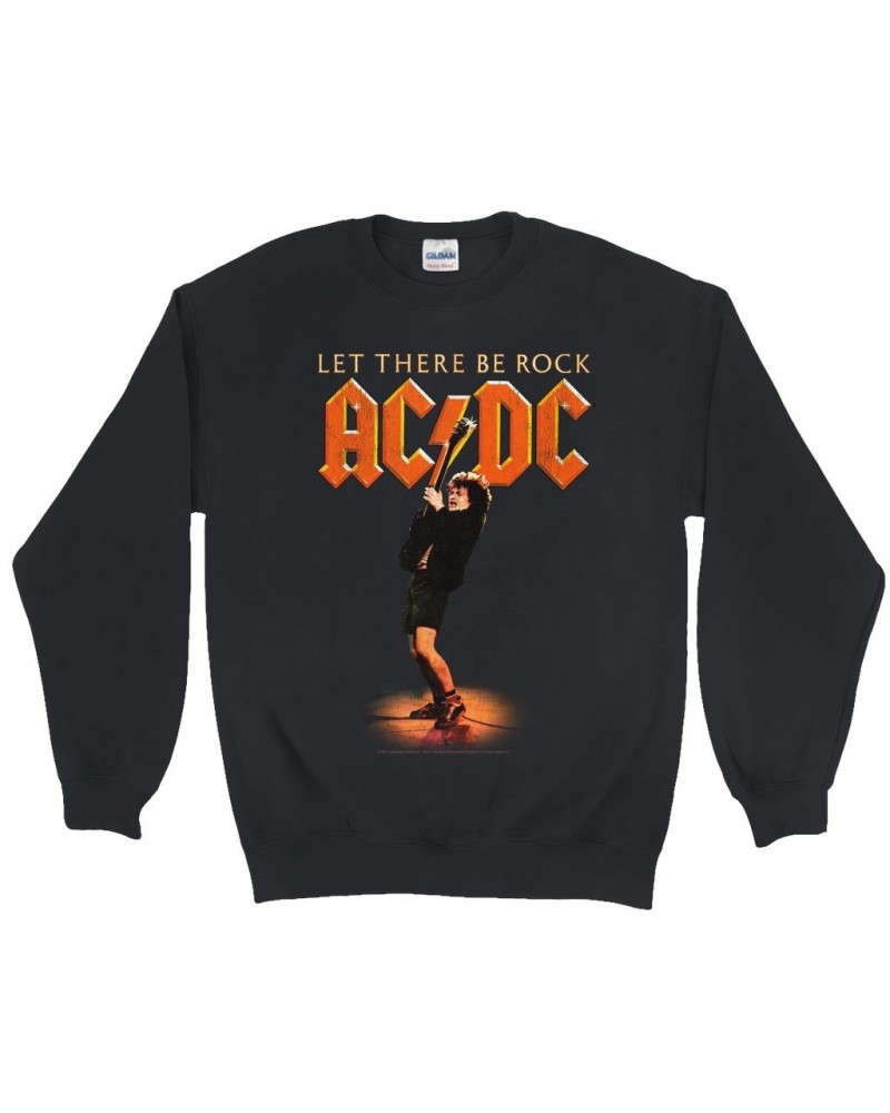 AC/DC Sweatshirt | Let There Be Rock Album Image Distressed Sweatshirt $13.28 Sweatshirts