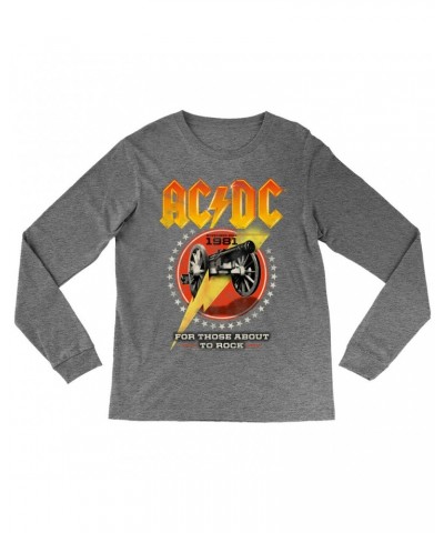 AC/DC Heather Long Sleeve Shirt | For Those About To Rock Tour 1981 Shirt $9.58 Shirts