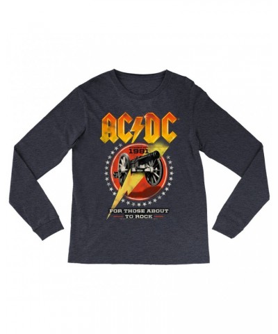 AC/DC Heather Long Sleeve Shirt | For Those About To Rock Tour 1981 Shirt $9.58 Shirts