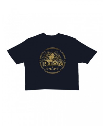 Genesis Ladies' Crop Tee | Band Art Nouveau Gold Logo Crop T-shirt $13.48 Shirts