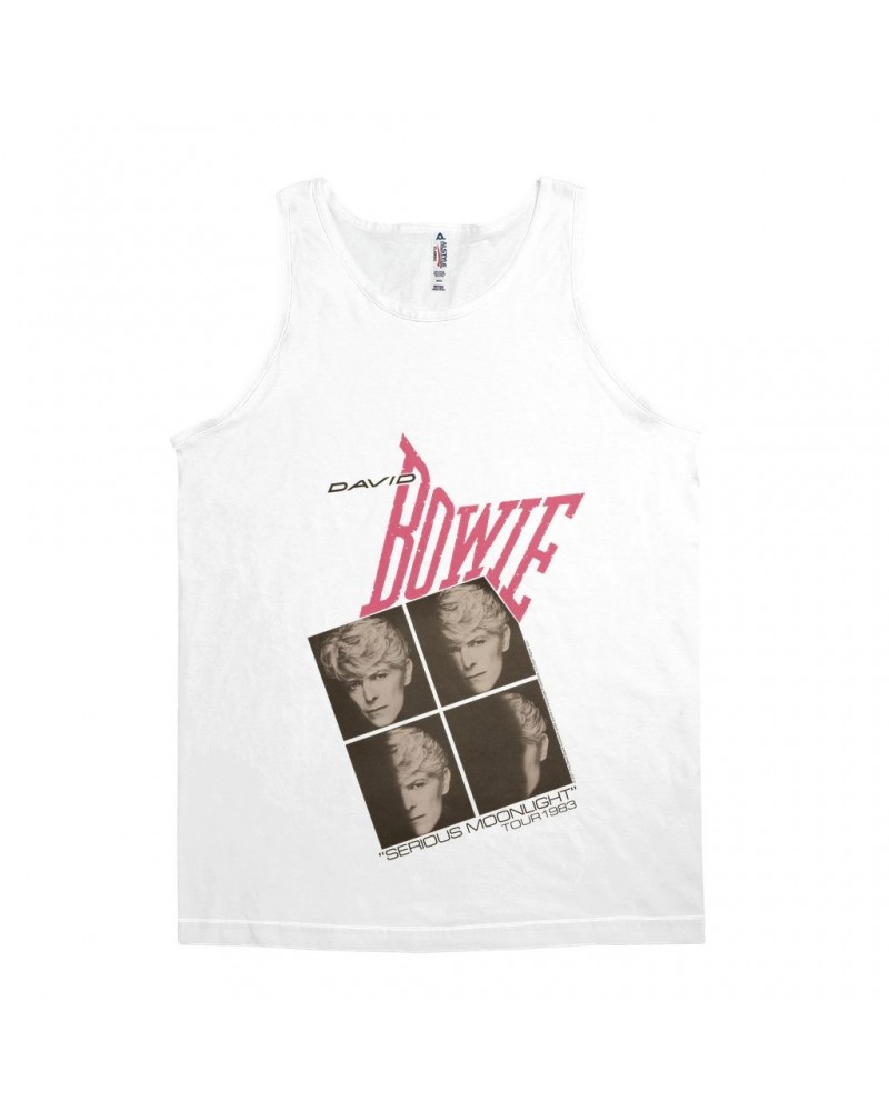 David Bowie Unisex Tank Top | Serious Moonlight 1983 Concert Tour Poster Pink Shirt $9.73 Shirts