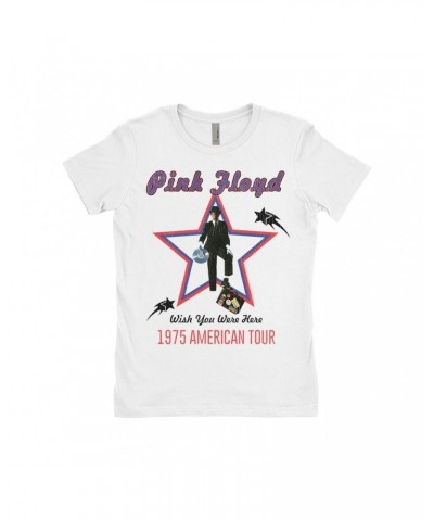 Pink Floyd Ladies' Boyfriend T-Shirt | Wish You Were Here 1975 American Tour Distressed Shirt $10.73 Shirts