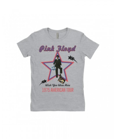 Pink Floyd Ladies' Boyfriend T-Shirt | Wish You Were Here 1975 American Tour Distressed Shirt $10.73 Shirts