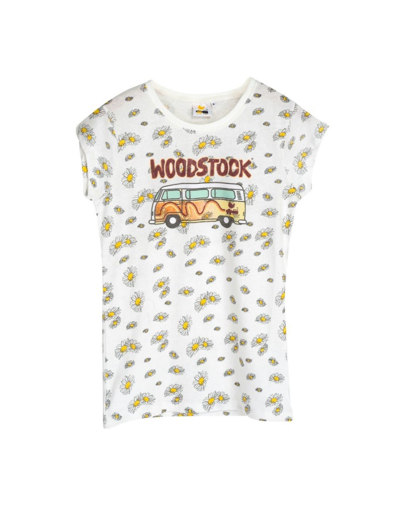 Woodstock Van and Daisies Ladies White T-Shirt $2.20 Shirts