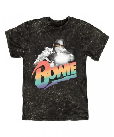 David Bowie T-shirt | Colorful Ombre Motorcycle Image Mineral Wash Shirt $10.78 Shirts