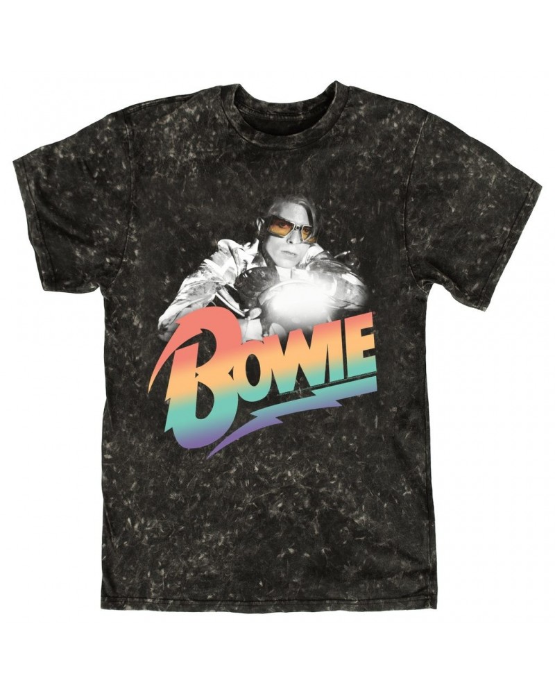 David Bowie T-shirt | Colorful Ombre Motorcycle Image Mineral Wash Shirt $10.78 Shirts