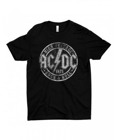 AC/DC T-Shirt | Rock And Roll 1975 Stamped Design Distressed Shirt $12.48 Shirts