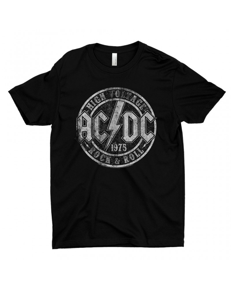 AC/DC T-Shirt | Rock And Roll 1975 Stamped Design Distressed Shirt $12.48 Shirts