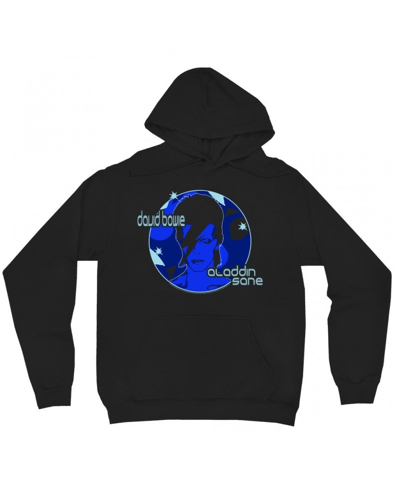 David Bowie Hoodie | Blue Aladdin Sane Design Hoodie $19.98 Sweatshirts