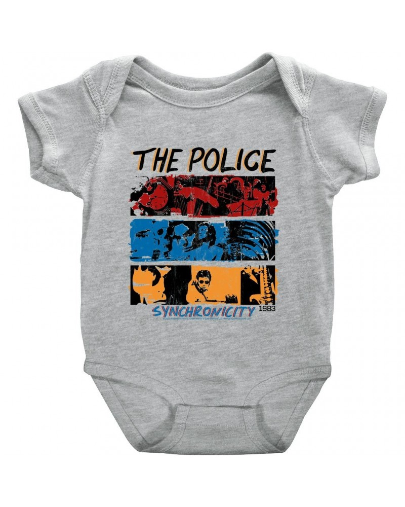 The Police Baby Short Sleeve Bodysuit | 1983 Synchronicity Tour Distressed Bodysuit $7.38 Kids