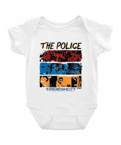 The Police Baby Short Sleeve Bodysuit | 1983 Synchronicity Tour Distressed Bodysuit $7.38 Kids