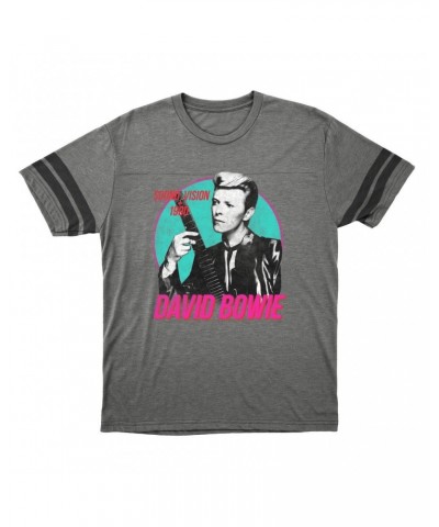 David Bowie T-Shirt | Sound + Vision 1990 Powerful Pink Design Distressed Football Shirt $15.82 Shirts