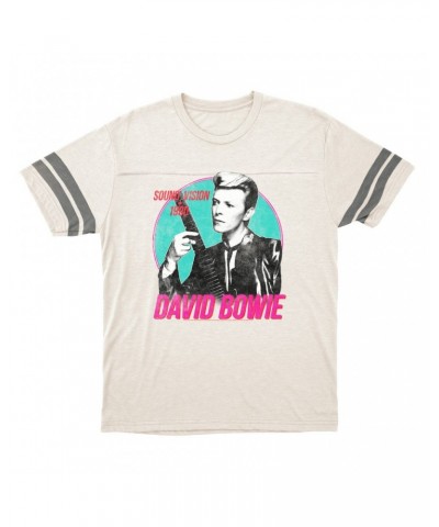 David Bowie T-Shirt | Sound + Vision 1990 Powerful Pink Design Distressed Football Shirt $15.82 Shirts