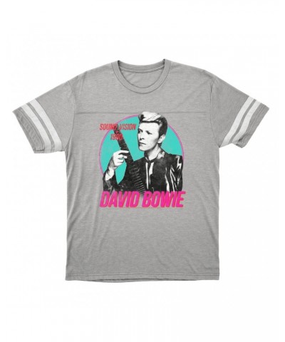 David Bowie T-Shirt | Sound + Vision 1990 Powerful Pink Design Distressed Football Shirt $15.82 Shirts