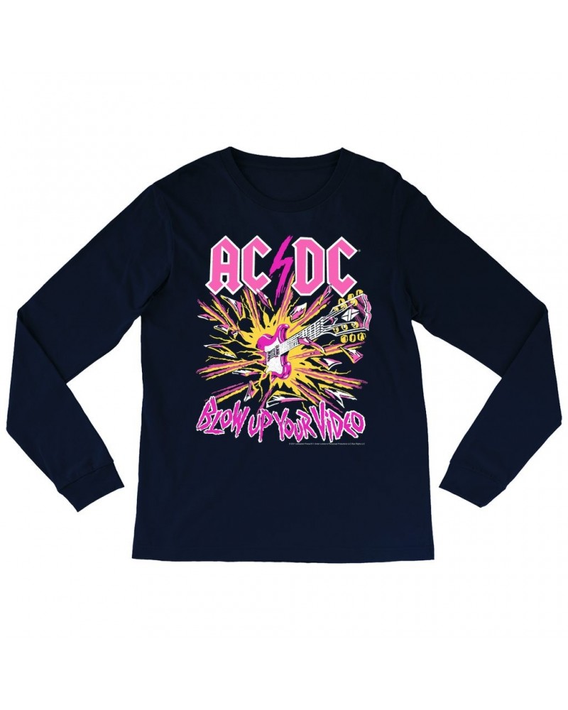 AC/DC Long Sleeve Shirt | Blow Up Your Video Neon Design Shirt $9.58 Shirts