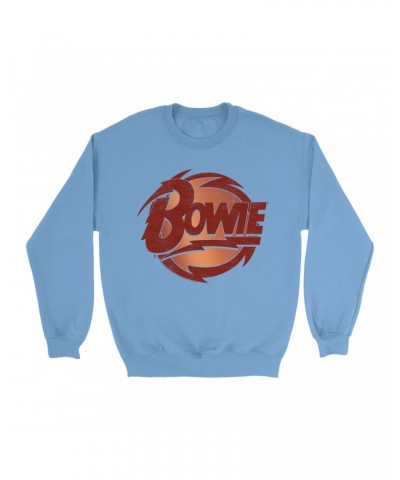 David Bowie Bright Colored Sweatshirt | Bolted Bowie Circular Logo Distressed Sweatshirt $11.88 Sweatshirts