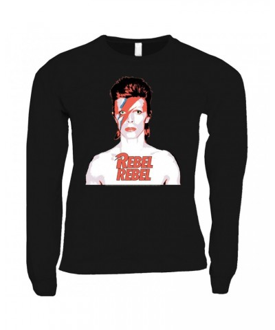 David Bowie Long Sleeve Shirt | Bowie Ziggy Played Guitar Shirt $14.08 Shirts