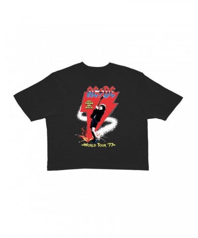 AC/DC Ladies' Crop Tee | Let There Be Rock World Tour 1977 Crop T-shirt $12.13 Shirts