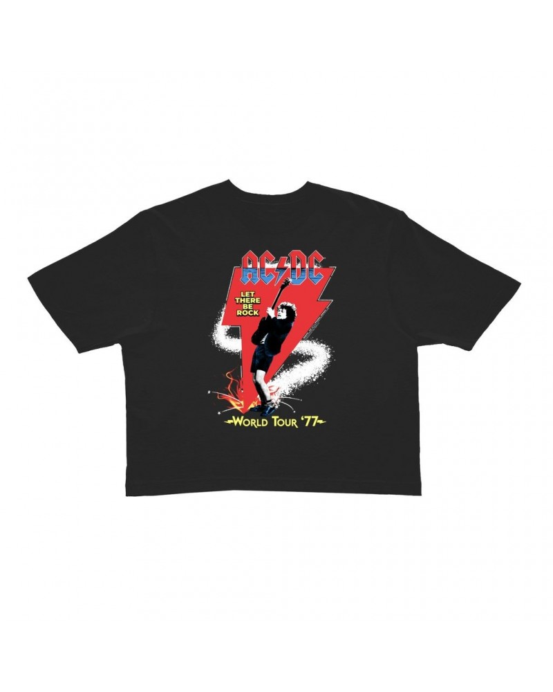 AC/DC Ladies' Crop Tee | Let There Be Rock World Tour 1977 Crop T-shirt $12.13 Shirts