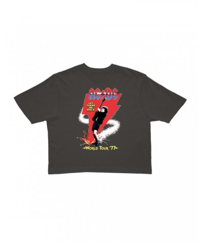 AC/DC Ladies' Crop Tee | Let There Be Rock World Tour 1977 Crop T-shirt $12.13 Shirts